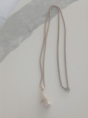 Elegant Silver High Heel Pendant Necklace - Women Jewelry